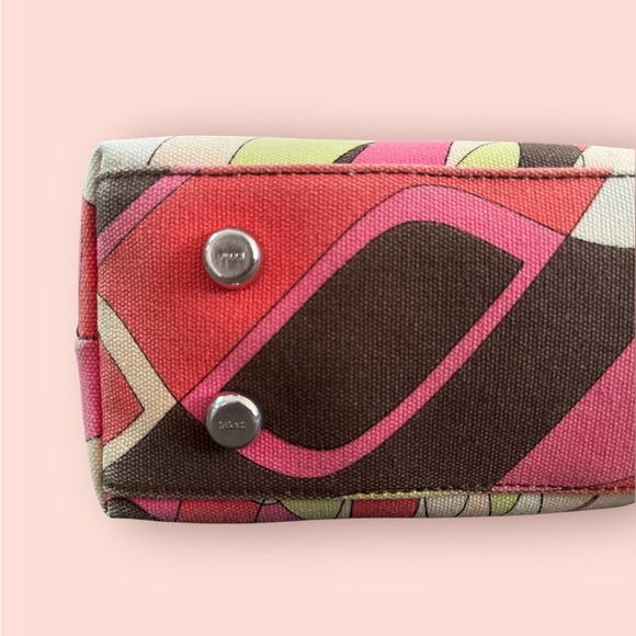 Emilio Pucci Vintage Handbag Leather Handles, Beautiful Multicolors Canvas EUC - Picture 11 of 12